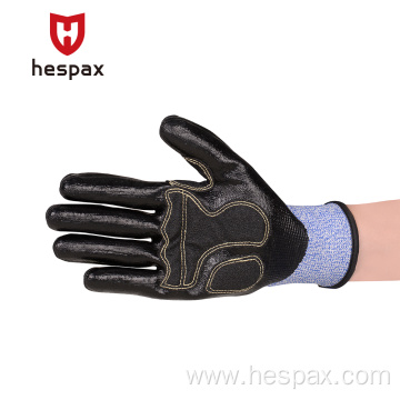 Hespax HPPE Nitrile Coated Anti Impact Protective Gloves